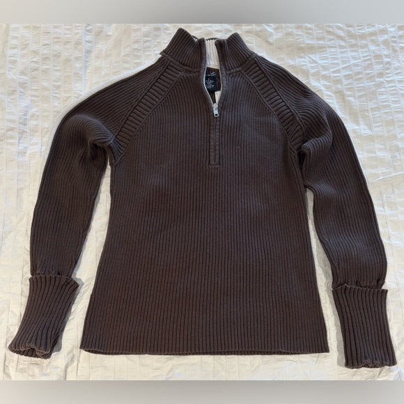 Calvin Klein Jeans Sweaters - VINTAGE 90’s Brown Ribbed Half-Zip Sweater Made in Macau Chunky Stretch Knit M